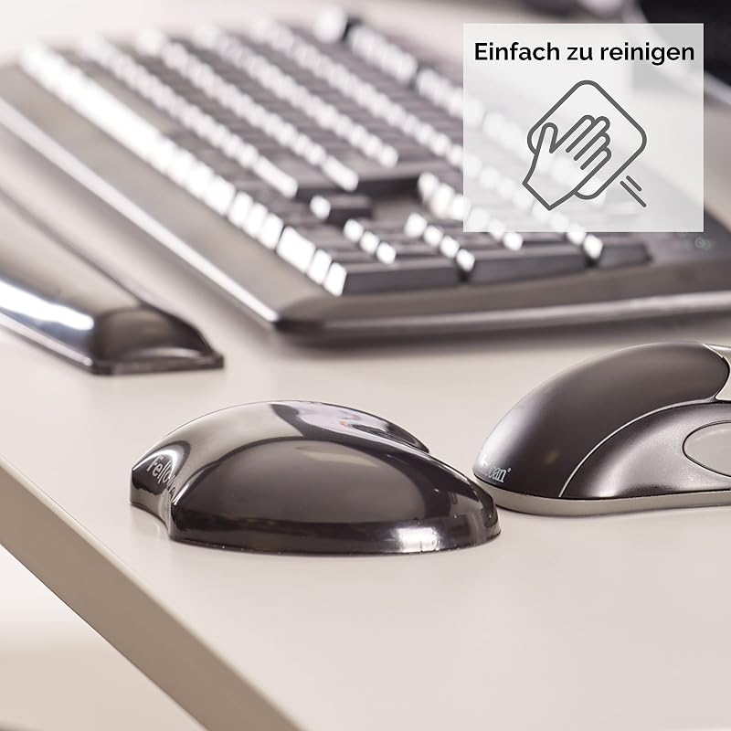 Handballenauflage Crystals - flexible Handgelenkauflage mit Gelfüllung - für Büro, Zuhause & Gaming - für Mauspad geeignet - schwarz