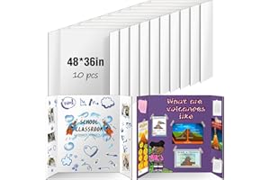 10 Pack Trifold Poster Board 48" X 36", IKAYAS Double Sided White Tri-fold Poster Boards, Science Fair Display Boards Posterboard Foamboard for Mounting, Art, Display, Projects Classroom Supplies