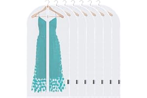 BALEINE 48" Translucent Garment Bags, 6 Packs PEVA Dress Bag for Closet Clothes Dresses Suit Coats Storage (24"x 48", 6PK)