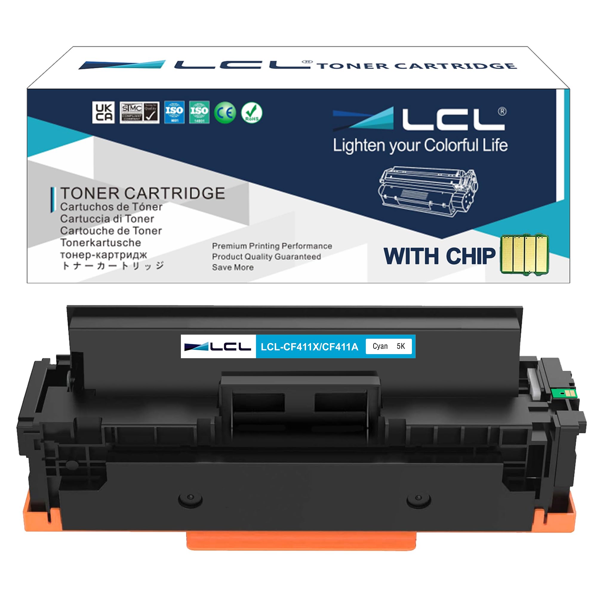 LCL Compatible Toner Cartridge 410A 410X CF411A CF411X 5000 pages (1 Cyan) Replacement for HP Color LaserJet Pro MFP M477fnw M477fdn M477fdnw M452dn M452dw M452nw M377dw