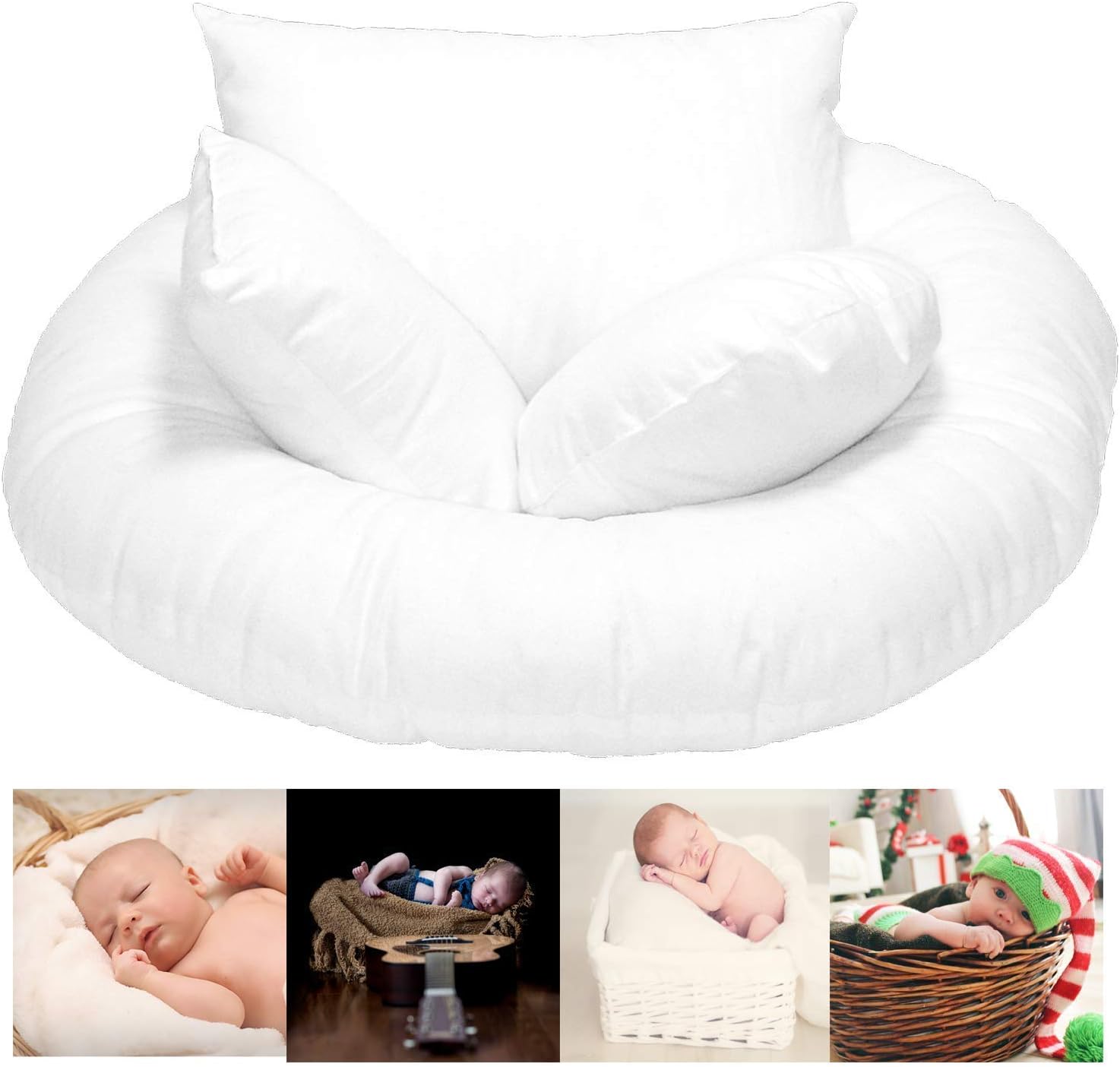 Newborn Photography Props for Baby Girls and Baby Boys – Donut Pillow for Baby Basket, Half Boudoir Pillow, Micro Boudoir Pillow, and Round Pillow – Soft and Comfortable Infant Pillow Prop