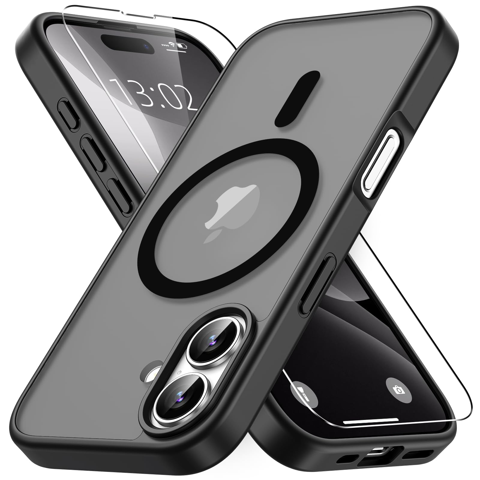 Vansdon for iPhone 17 Case, Compatible with MagSafe, Magnetic Translucent Matte Slim Protective Cover with 1 Screen Protector - Military-Grade Drop Protection (Black)