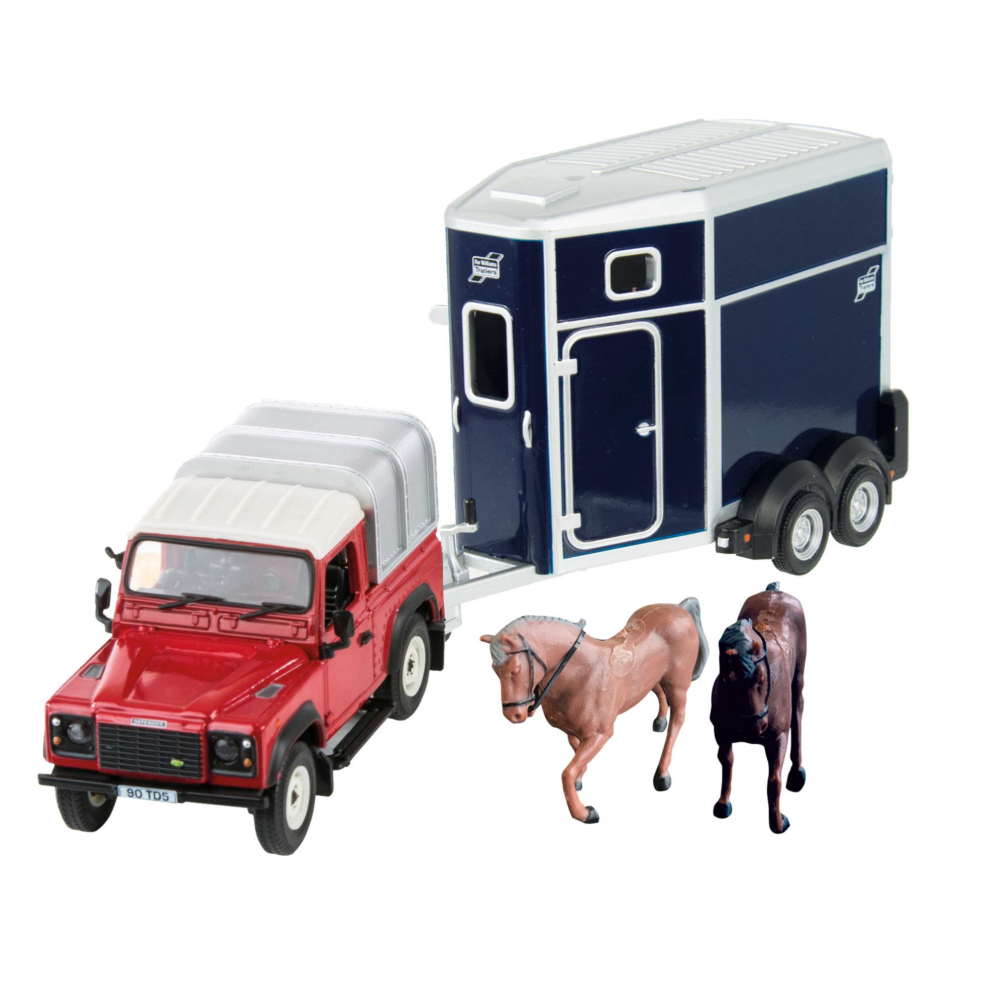 Britains Land Rover Defender 90 with Ifor Williams HB506 Horse Box and Horses