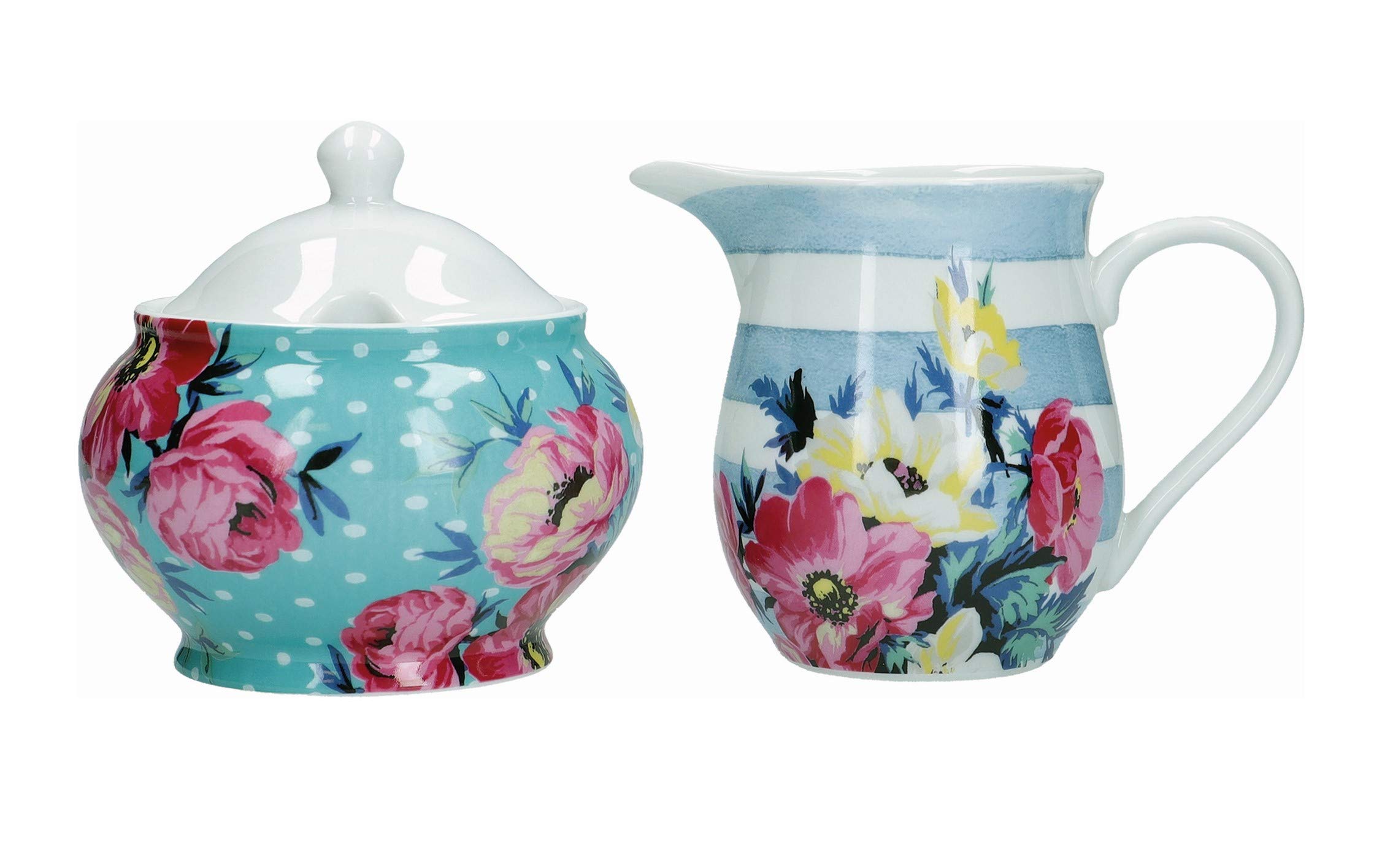Mikasa Clovelly Milk Jug and Sugar Bowl Set in Gift Box, Porcelain, Multi Colour, 2 Pieces