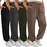 JoyMotion 4 Pack Women's Plus Size Sweatpants, Drawstring Loose Fit Joggers Pants Comfy Casual Athletic Pants with Pockets