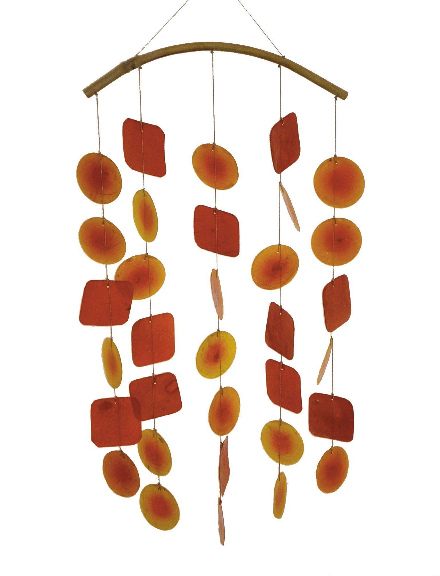My Family House Capiz Shell Wind Chime Patio Garden Decor Window Suncatcher Ideal Windows Balconies Burnt Orange