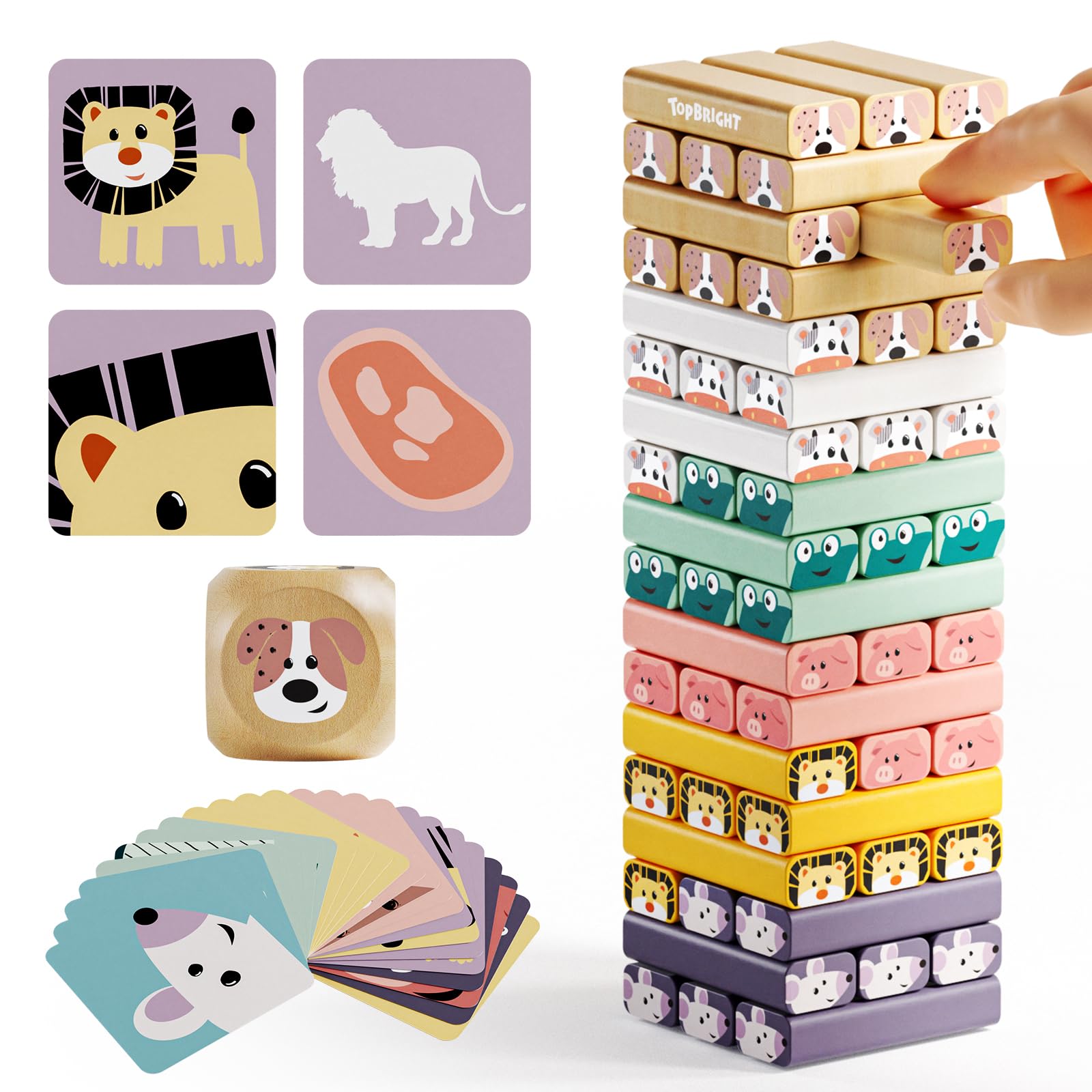 TOP BRIGHT Wooden Board Game For 3 4 5 Years Old - Tumble Tower Kids Toys For Boys Girls Age 3-9, Educational Children's Game Gift for Boys Girls 4+ Years