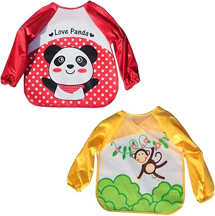 Lot De 2 Tablier De Peinture Enfant Bavoir Manches Longues Impermeable Repas Bebe Fille Garcon 1 5ans Amazon Fr Bebes Puericulture