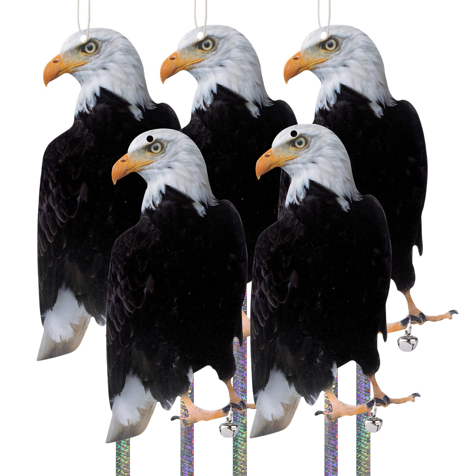 Owl to Keep Birds Away, 5PCS Bird Scare Hawk Fake Owl Reflective Birds Deterrent Hanging Decoration Bird Control Device for Farms, Orchards, Gardens, Windows