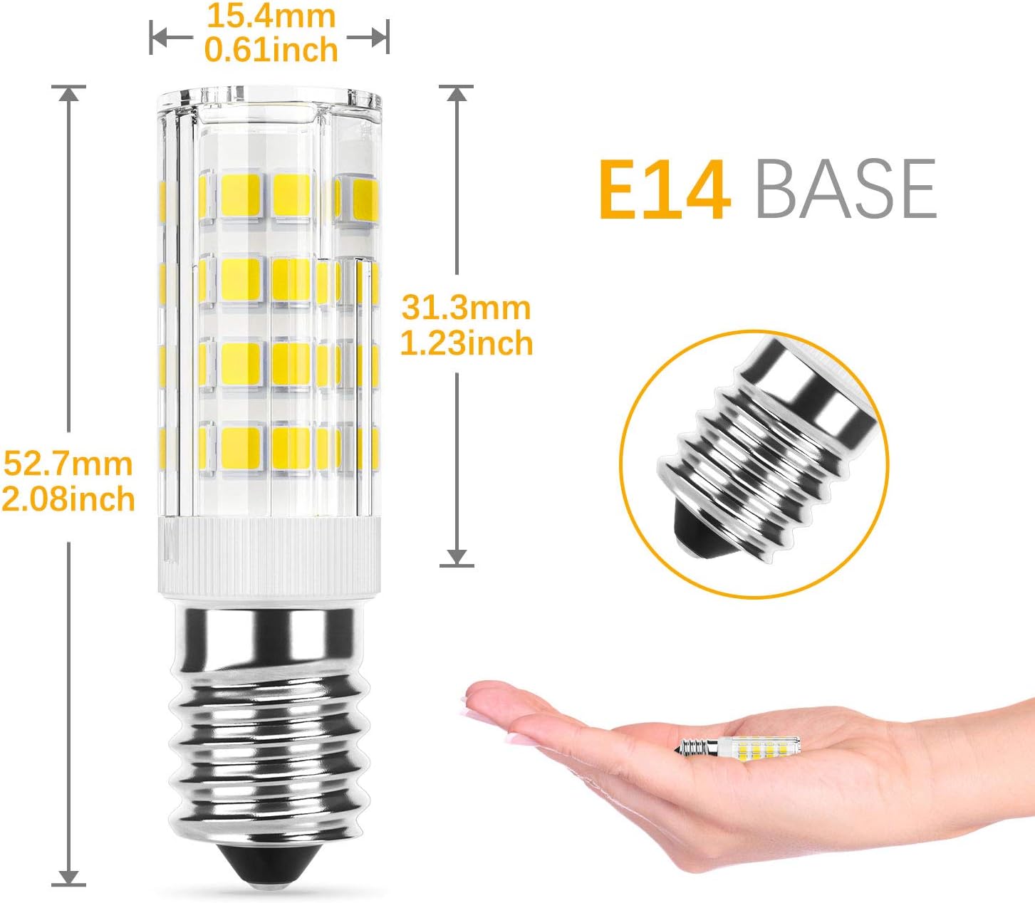 DiCUNO E14 Cooker Hood LED Bulb 3W, 40W Halogen Equivalent, 300LM, Cool White 6000K,E14 Ceramic Base - Image 3