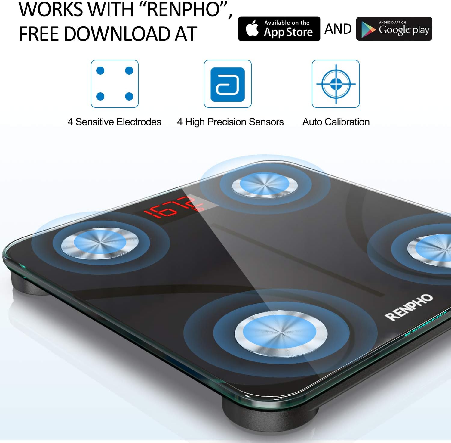 RENPHO Bluetooth Body Fat Scale, Digital Weight Scale Bathroom Smart Body Composition Analyzer Wireless BMI Scale Health Monitor with Smartphone APP, 396 lbs: Health & Personal Care