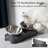 PewinGo Cat Bowls with Stainless Steel 0° & 15° Tilt, Non-Slip Base view 2