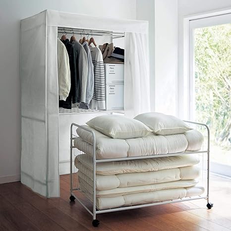 Amazon Co Jp ベルメゾン ふとん収納 カバー付き 布団ラック 上段ラック 下段ワゴン セット ホーム キッチン