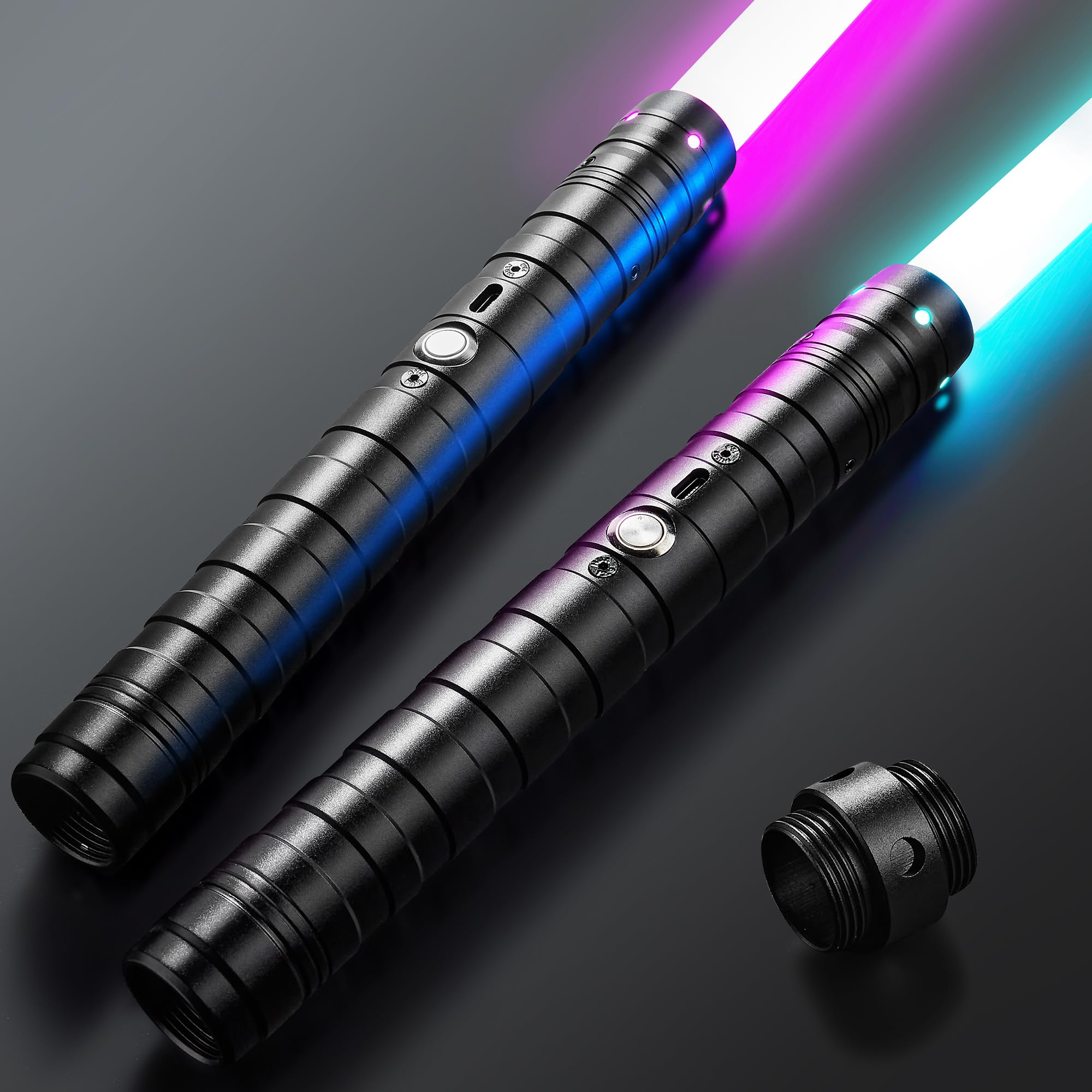 Yumuwind Light Sabers Adult - 2 Pack RGB 15 Colors 3 Modle Voices Lightsaber, Star Wars Lightsaber Sword Toys for Halloween Dress Up Parties, Xmas Gift(78.5CM 2PC)