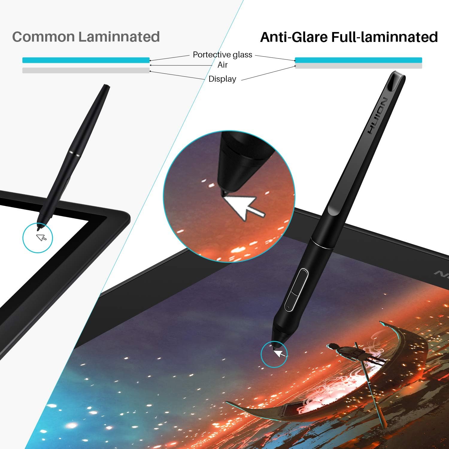 Huion KAMVAS Pro 16 Graphics Drawing Tablet with Full-Laminated Screen Tilt Battery-Free Stylus Touch Bar Adjustable Stand- 15.6 Inches Pen Display: Computers & Accessories