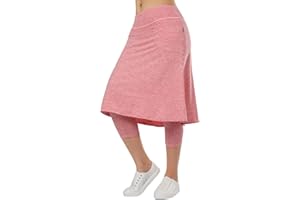 Xioker Women Athletic Knee Length Skirts with Leggings,Skorts Leggings&Skirted Capris Skorts for Women Yoga Pockets