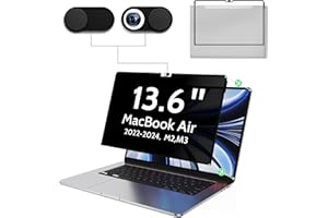 MAO YEYE Privacy Screen for MacBook Air 13.6 Inch M2/M3(2022-2024)-A2681 A3113, Anti Blue Light Glare Filter Removable Computer Protector, Bubble-Free Monitor Shield Black Laptop Film With Camera Cover