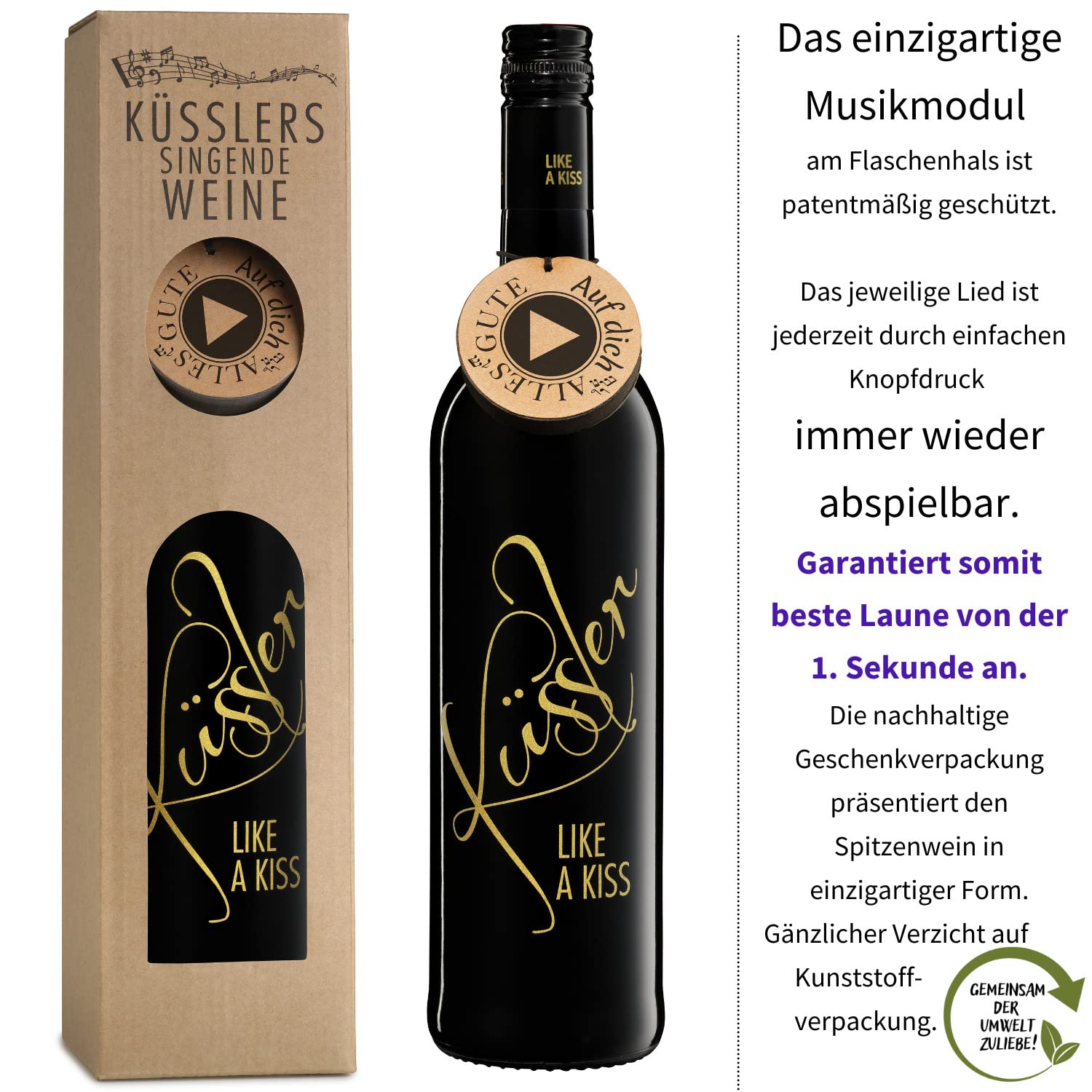 Neu! SINGENDER WEIN zum GEBURTSTAG - ein Cuvée weiß mit eigenem Geburtstags-Lied - im nachhaltigen Geschenkkarton - das ideale Weingeschenk! 3