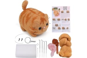 Needle Felting Kit, Animals Needle Felting Set, DIY Wool Felt Materials Set with Tool and Instruction for Craft Project and D