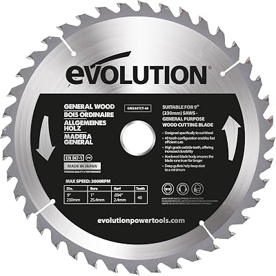Evolution Power Tools Wood Carbide-Tipped Blade 230 mm 40 Tooth 25.4 mm bore