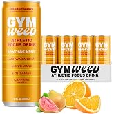 GYM WEED Focus Energy Drink, Orange Guava, Caffeine &amp; Adaptogens, 12pk | KSM-66 Ashwagandha, Lion's Mane, L-Theanine, 200mg Green Tea Caffeine, Naturally Sweetened, No Sucralose/Aspertame, Non GMO