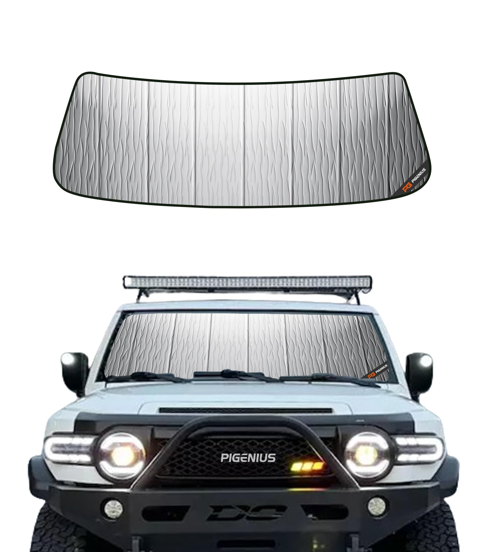 Photo 1 of Pigenius Windshield Sun Shade for Toyota FJ Cruiser 2007-2014,Front Window Sunshade Shield,2-in-1 Reflective Sun Shade,Silver for Summer, Black for Winter
