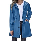 Zeagoo Raincoat Women Waterproof Long Hooded Rain Jacket Trench Coats Windbreaker Travel Jacket