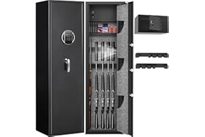 Karbeen 5-8Gun Safe, 57" Heavy Duty Long Gun Cabinet for Rifles & Shotguns, Quick Access Home Gun Safe with Backlit Digital K