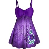 Rosegal Gothic Floral Tribal Print Empire Waist Tankini Swimsuit