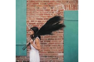 GUSALOO Artificial Faux Pampas Grass Large, 47"/120cm Bundle of 3 Fake Artificial Pampas Grass Decor Tall Fluffy Stems, Floor Vase Filler for Living Room Kitchen Decor Boho Decor Wedding -Black