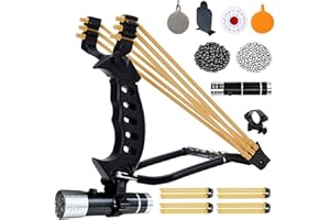 RCZZSUWE Professional Slingshots Set for Hunting, Catapult Hunting & Shooting Slingshot for Adult, High Velocity Tactical Wrist Sling Shot with Ammo Balls,Replacement Rubber Bands,Target