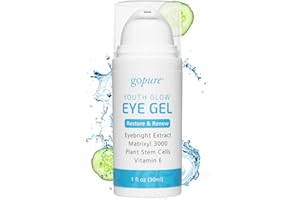 GOPURE NATURALS goPure Youth Glow Eye Gel - Anti-Aging Eye Cream that Soothes and Hydrates, Made with Matrixyl 3000 and Hyaluronic Acid for Improve the Look of Puffiness, Dark Circles, and Under Eye Bags - 1 fl oz