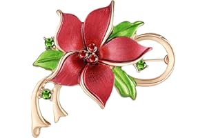 Vanjewnol Christmas Poinsettia Flower Pins and Brooches for Women, B01Q