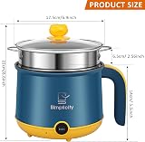 shaojian 1.8L Mini Electric Cooking Pot 2 Gear Non-Stick w/ Steam Rack & Handle view 6