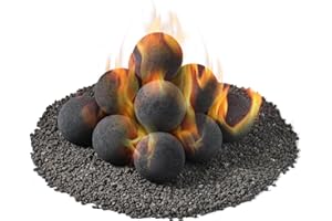 ZHURUININ Ceramic Fire Balls for Fire Pit,3 inch Fire Stones for Natural or Propane Fireplace,Safe for Outdoors and Indoors Fire Bowl Reusable Fireballs Lava Rocks (Black,3in,15Pack)