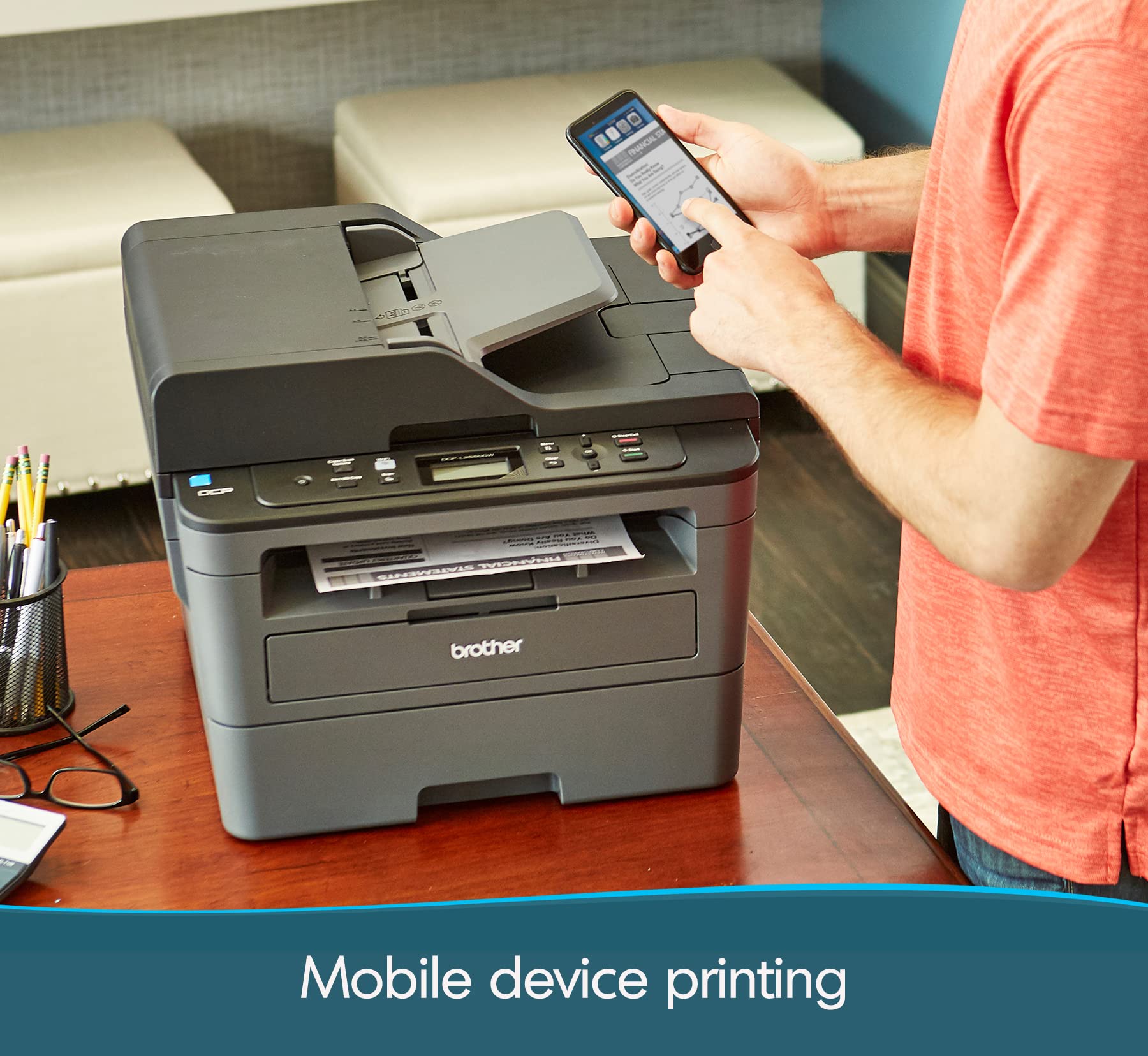 Brother Monochrome Laser Printer, Compact Multifunction Printer and Copier, DCPL2550DW, Includes 4 Month Refresh Subscription Trial and Amazon Dash Replenishment Ready