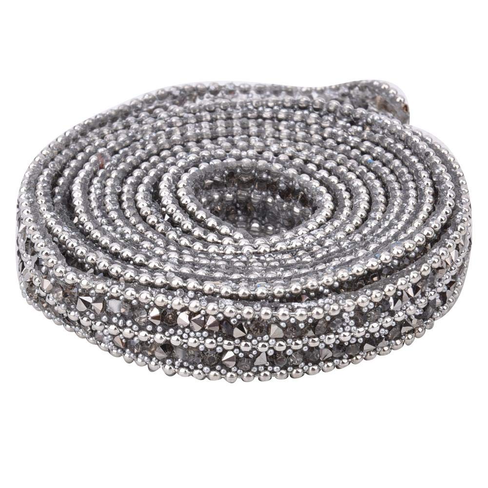 Rhinestone Ribbon Trim, 1Yard 10mm Diamond Mesh Wrap Roll Sparkle Crystal Rhinestone Chain Decoration for Clothing Dress Belt Collar Hairpin Shoes(Transparent Gray)