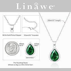 Linawe Emerald Green Crystal Silver Necklace for