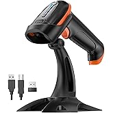Tera Barcode Scanner 2D Wireless with Stand: Battery Indicator, D5100-Z | USB Wired, 2.4G Wireless, 2200mAh Battery, 1D 2D QR Scanning, IP54 Protection, Retail Checkout Warehouse School Library