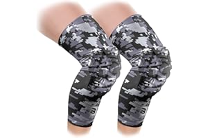 Bucwild Sports Knee Pads/Padded Compression Pro Knee Sleeves (1 Pair) Youth & Adult Sizes - Basketball Wrestling Volleyball Black White Red Blue