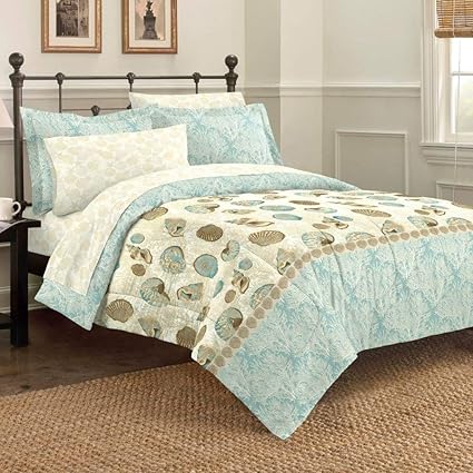Amazon Com 7 Piece Blue Sea Nature Themed Comforter Queen