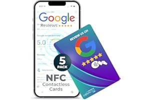 Capture 360 NFC Business Google Review Tap Card, Contactless, Enhances SEO, Saves Time, User-Friendly, Reusable, Boosts Online Presence & Encourages Business Feedback (Blue, 5-Pack Google Cards)