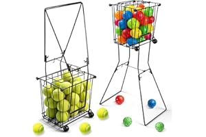 ParseBio Portable Pickleball Tennis Ball Collector with Wheel, 90 Tennis Balls Capacity, Pickleball Retriever Basket Carrier 