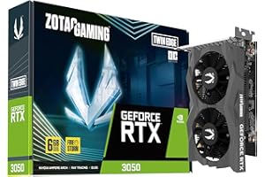 ZOTAC Gaming GeForce RTX 3050 6GB GDDR6 Twin Edge OC 96-bit 14 Gbps PCIE 4.0 Super Compact Gaming Graphics Card, ZT-A30510H-1