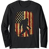 Vintage US Flag Bigfoot Tee Hide and Seek Champion Bigfoot Long Sleeve T-Shirt