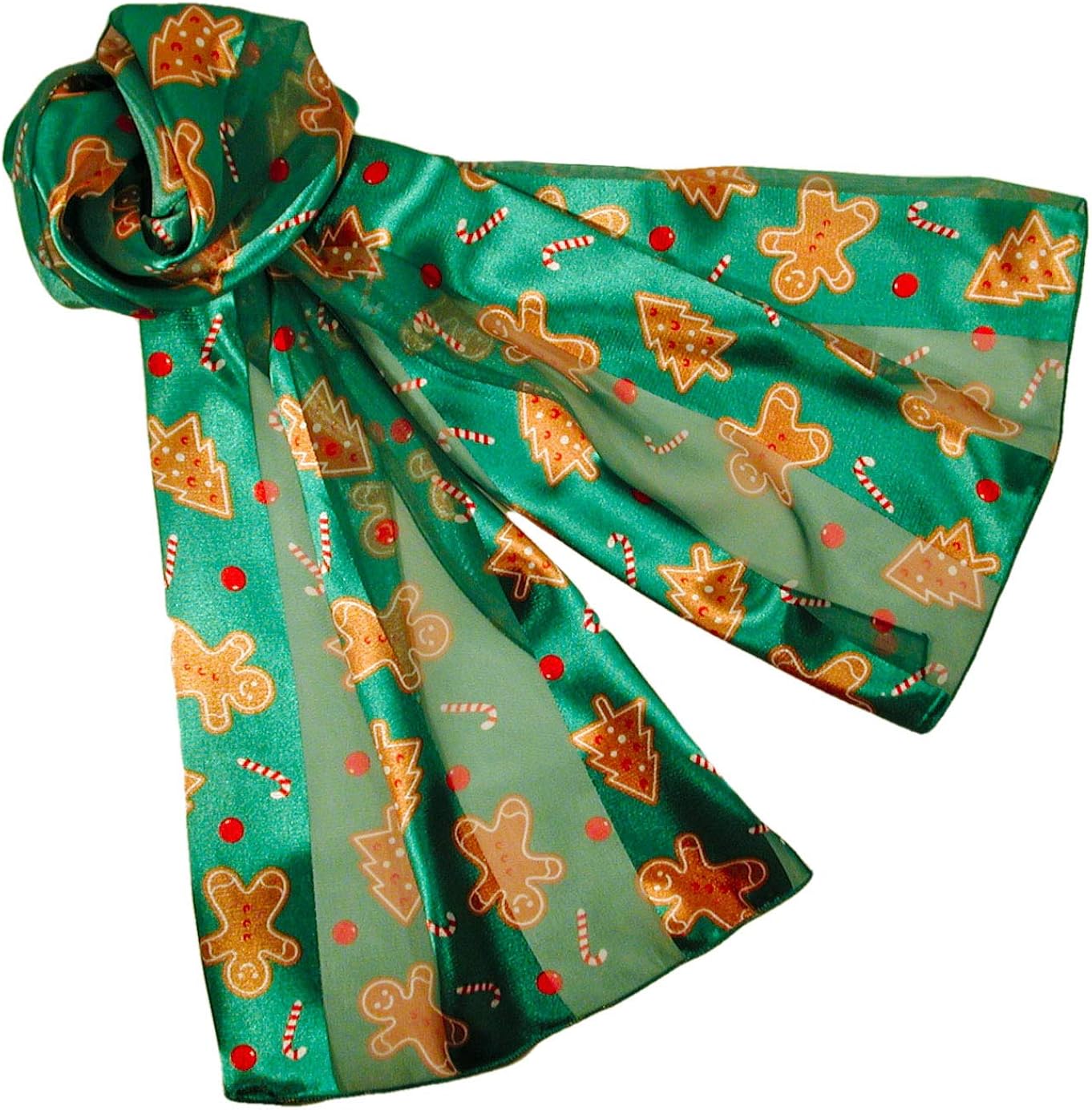 Gingerbread Men Christmas Scarves with Gift Box Option green Medium