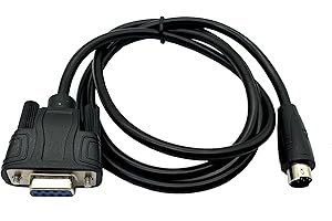 Halokny DB9 RS232 to Mini 8Pin Round Head Cable, DB9 9-Pin Female to Mini Din 8Pin Male PLC Programming Adapter Cable 3.3Ft/1