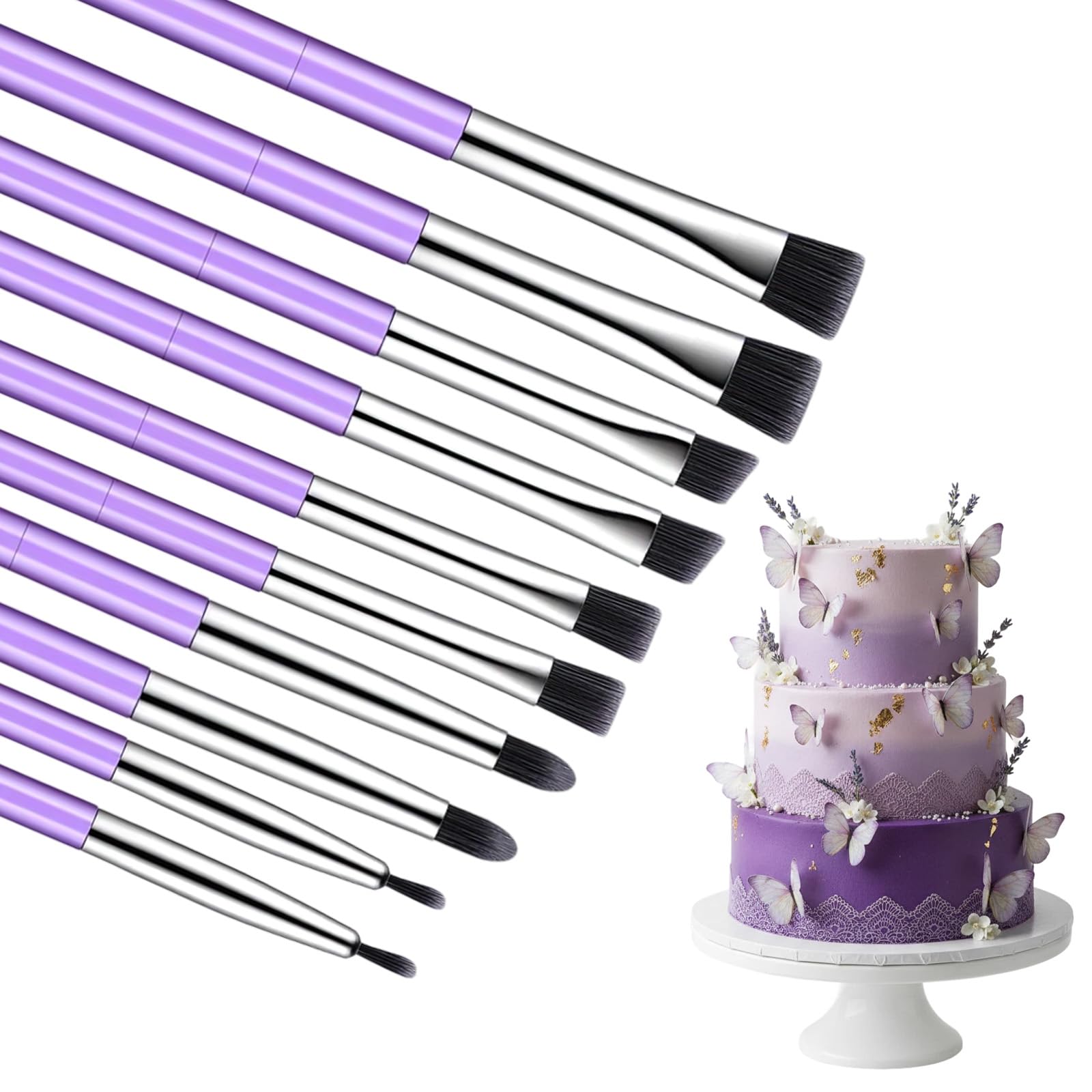 Photo 1 of 10 Pcs Cake Decorating Brushes Set Food Safe Paint Brushes Food Fondant Tools Chocolate Sugar Cookie Candy Cake Pastry Brush for Dusting Edible Glitter and Painting with Edible Color on Treats