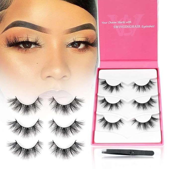 Mink Lashes Natural look, Mink Eyelashes, 3 Pairs 18 mm