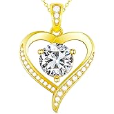 Valentines Day Gifts for Her - Heart Pendent Necklaces for Women, 1-3ct Moissanite Necklace with I love U Engraving - Anniversary Birthday Gifts for Wife, Girlfriend, Mother, 925 Silver Jewelry